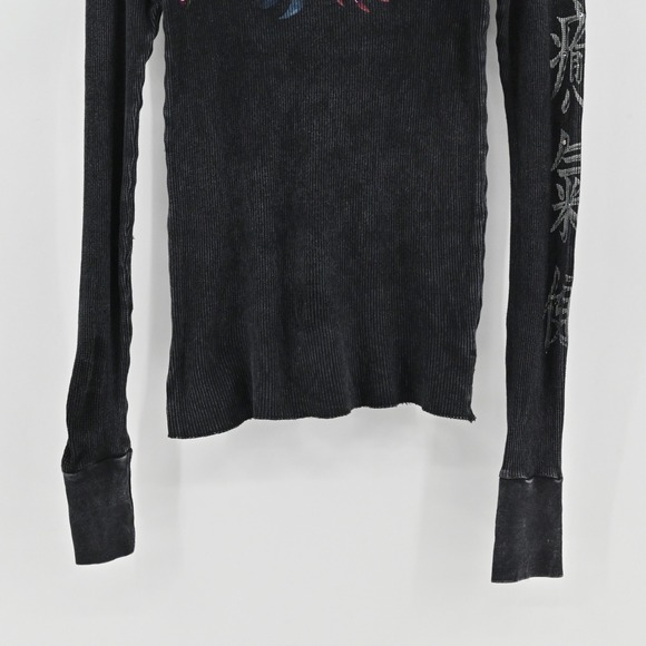 Bejewled by Susan Fixel Womens Long Sleeve Thermal Top Size L Black Rhinestone - Picture 3 of 13